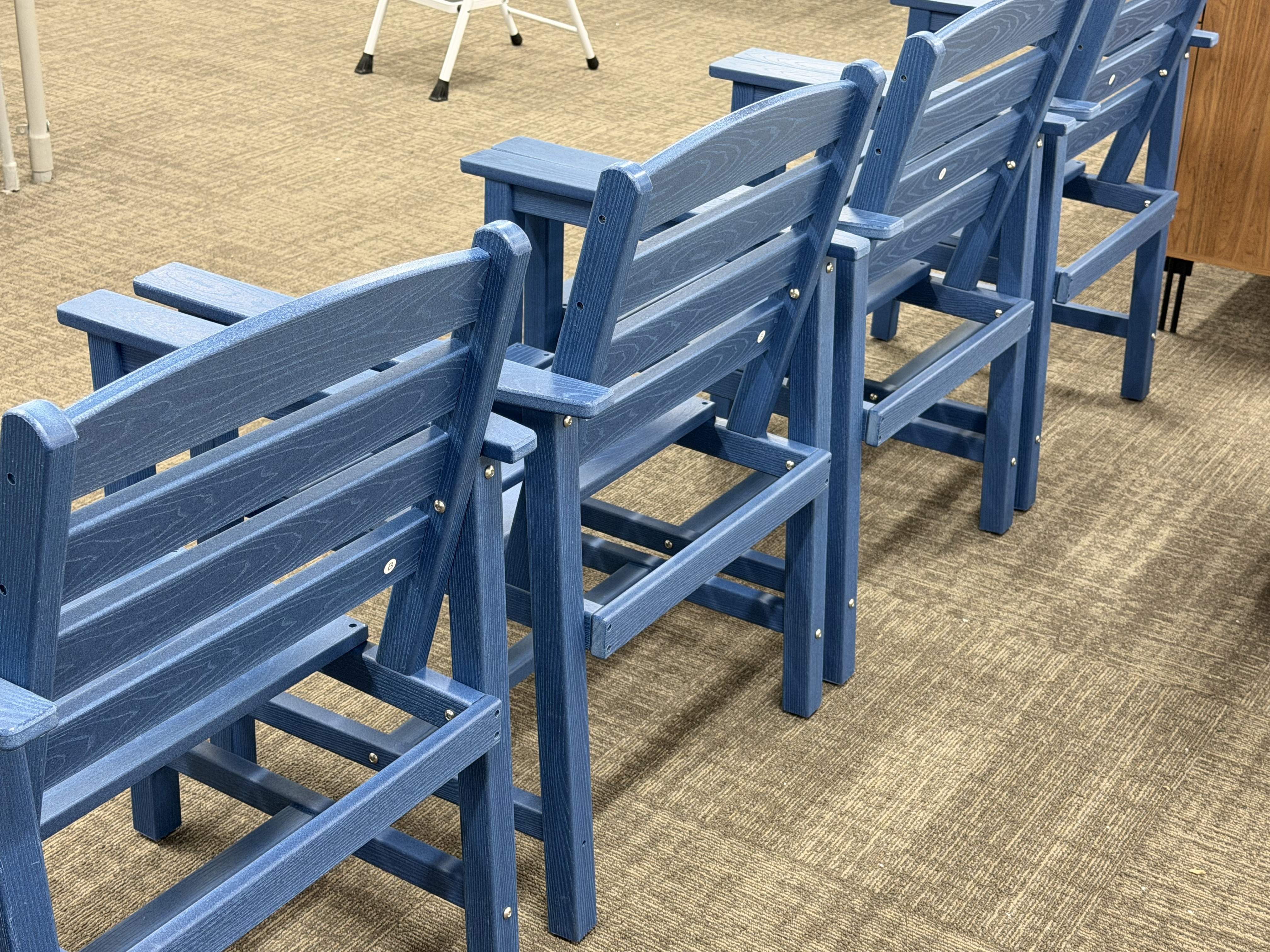 Set of 4 Blue HDPE Outdoor Counter Height Chairs – view 3