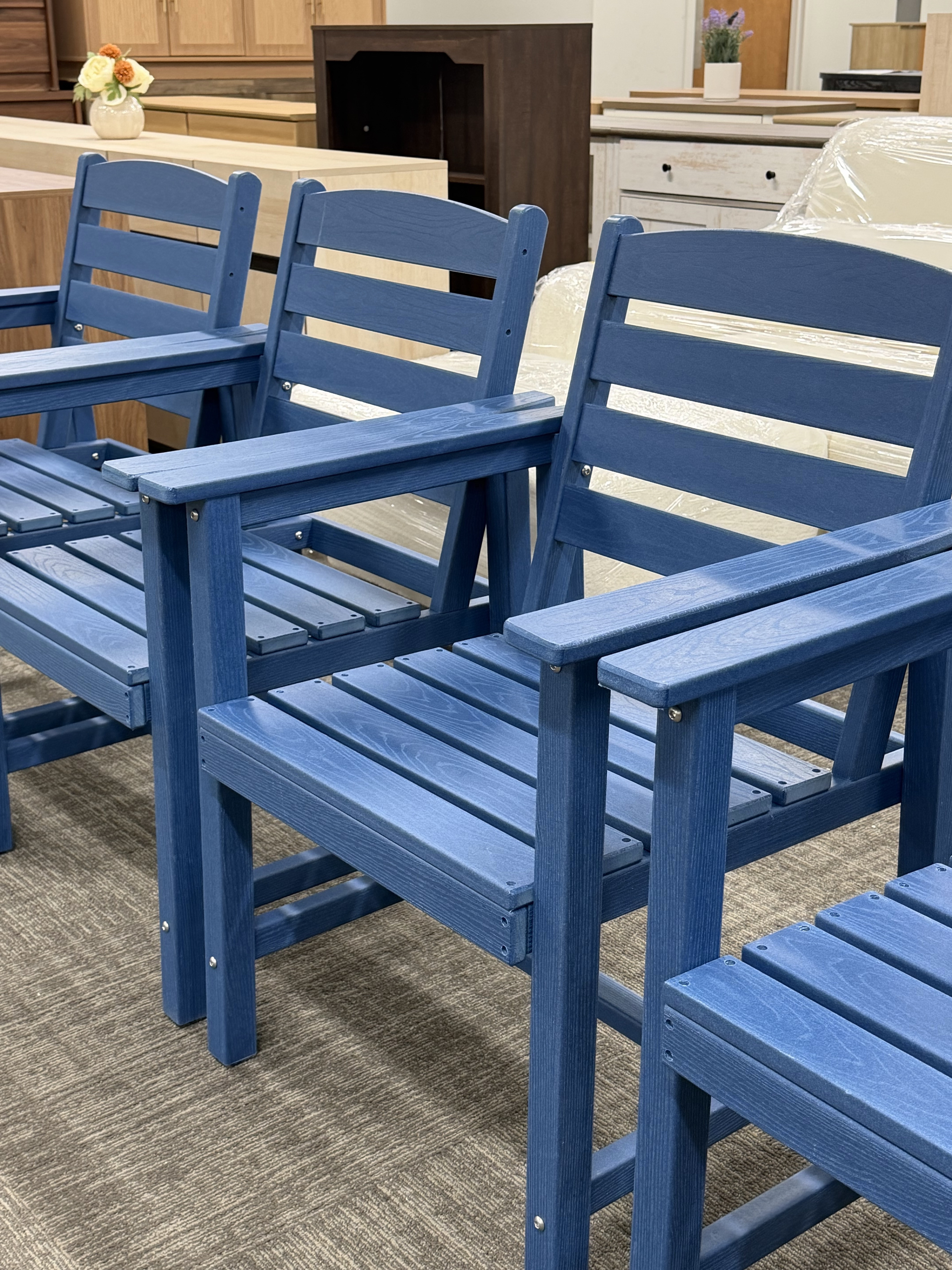 Set of 4 Blue HDPE Outdoor Counter Height Chairs – view 4