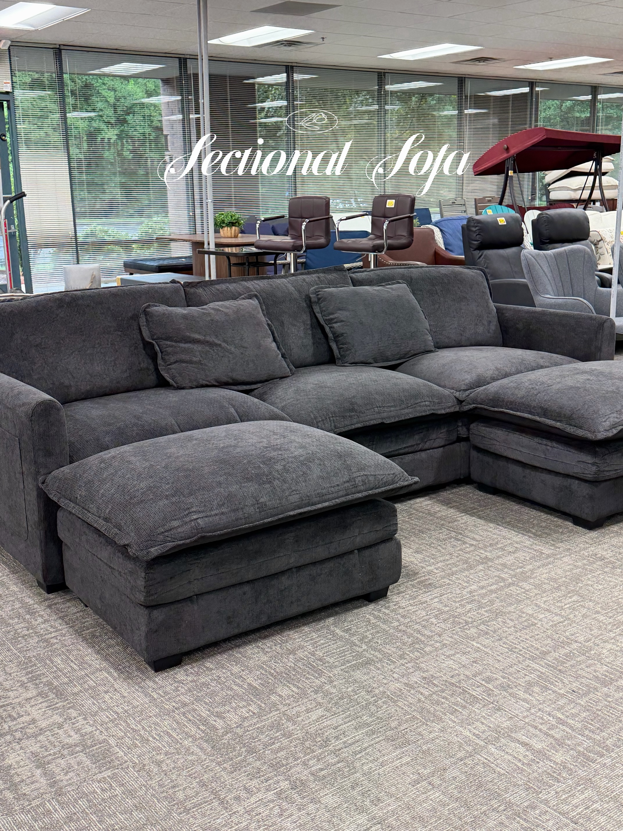 Dark Gray Double-Chaise Sectional Sofa – view 9