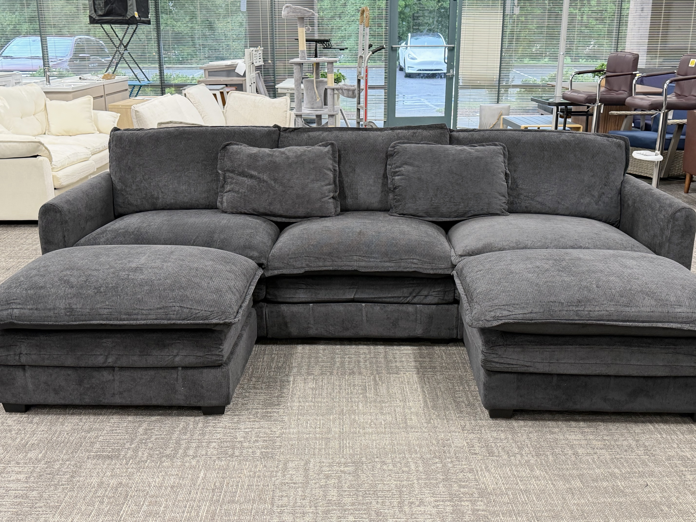 Dark Gray Double-Chaise Sectional Sofa