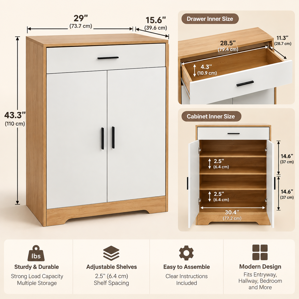 Natural & White 4-Tier Shoe Storage Cabinet – view 5