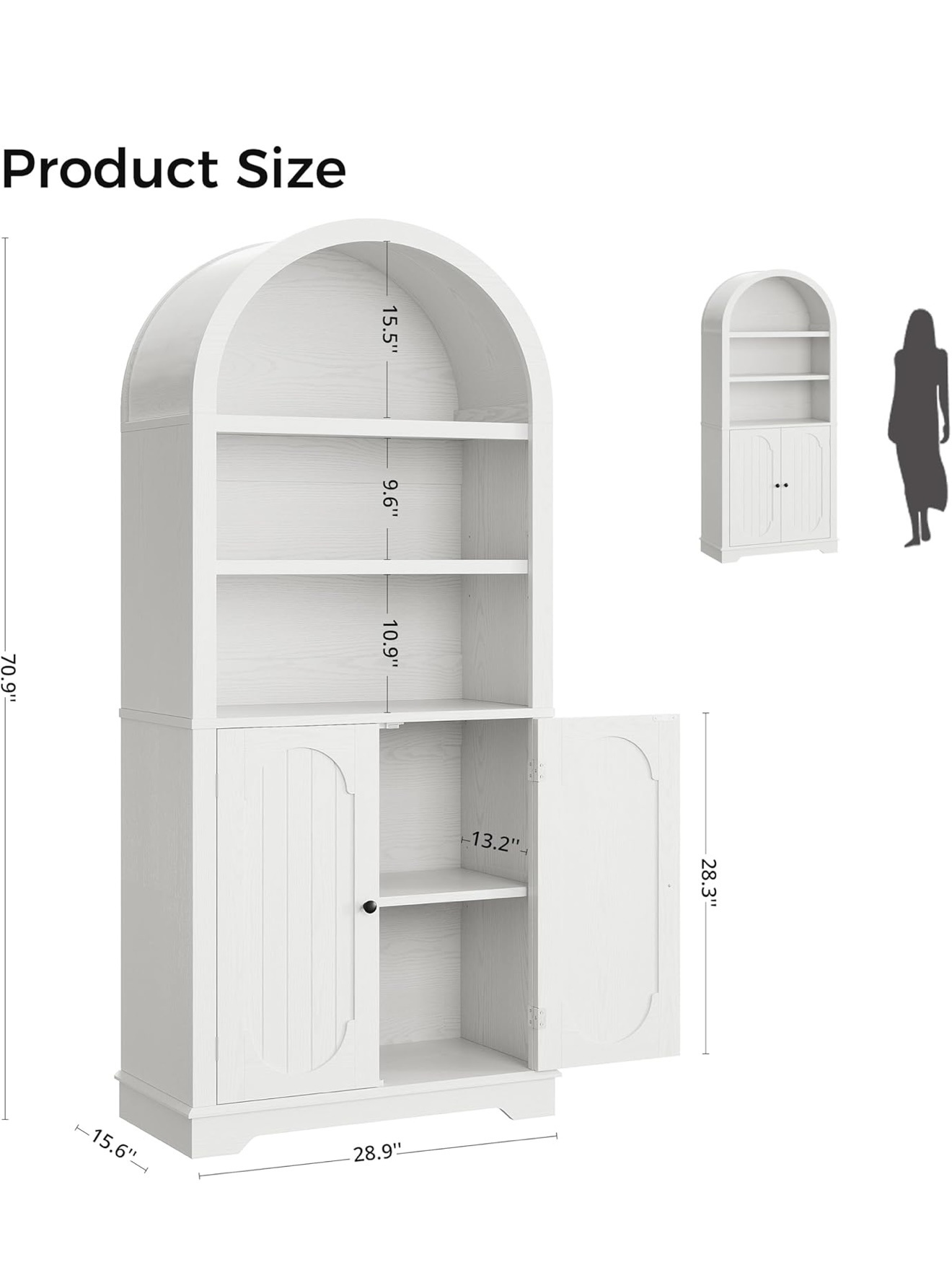 71-Inch White Arched Pantry Cabinet – view 6