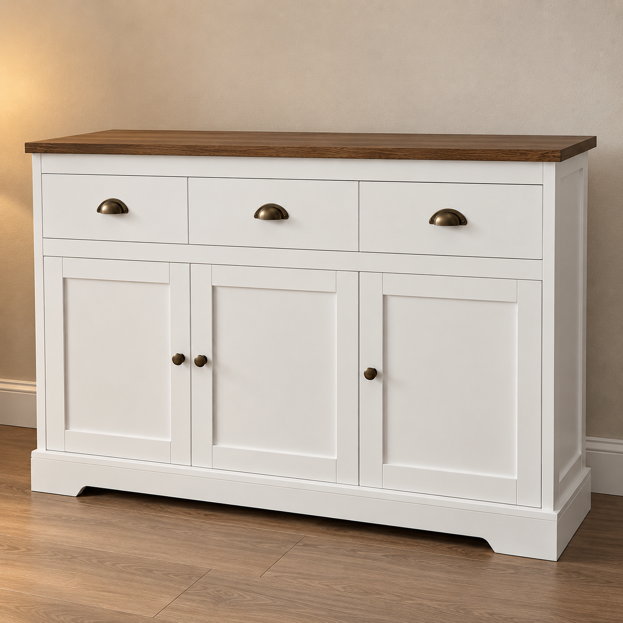 42-Inch White Buffet Cabinet