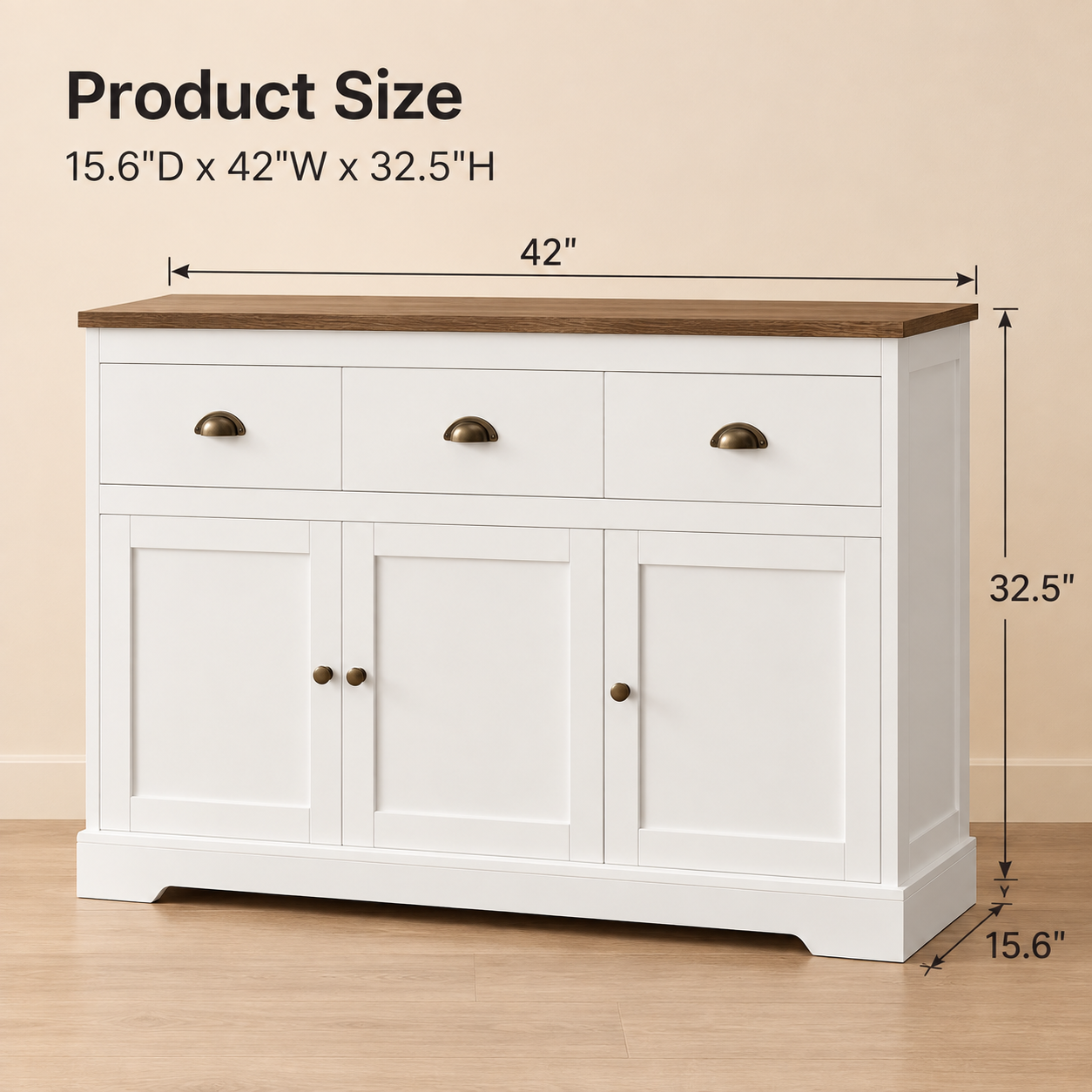 42-Inch White Buffet Cabinet – view 5