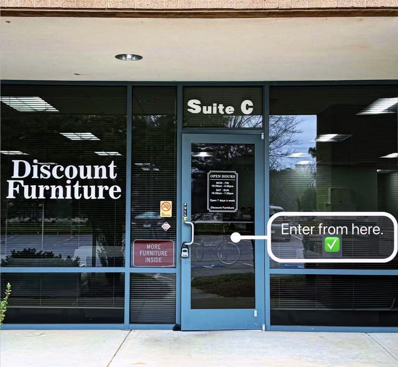 Entrance to Skyline Discount Furniture at Suite C